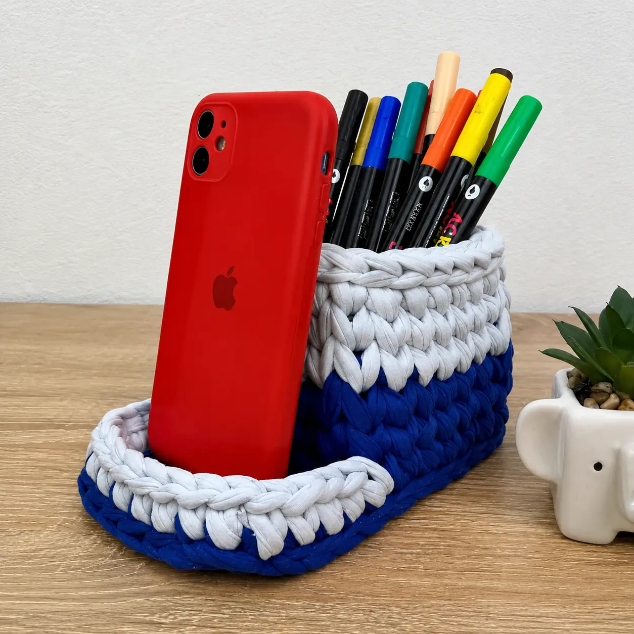 Organizador Dual tejido a mano en trapillo