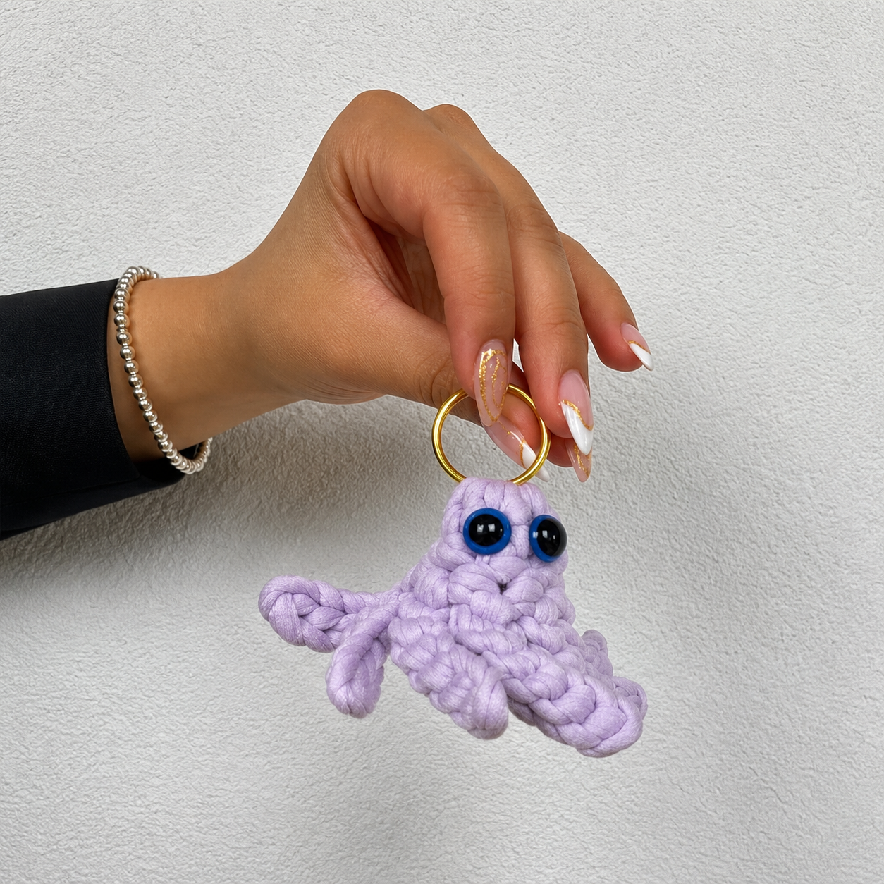 Llavero de Pulpo tejido a mano en trapillo