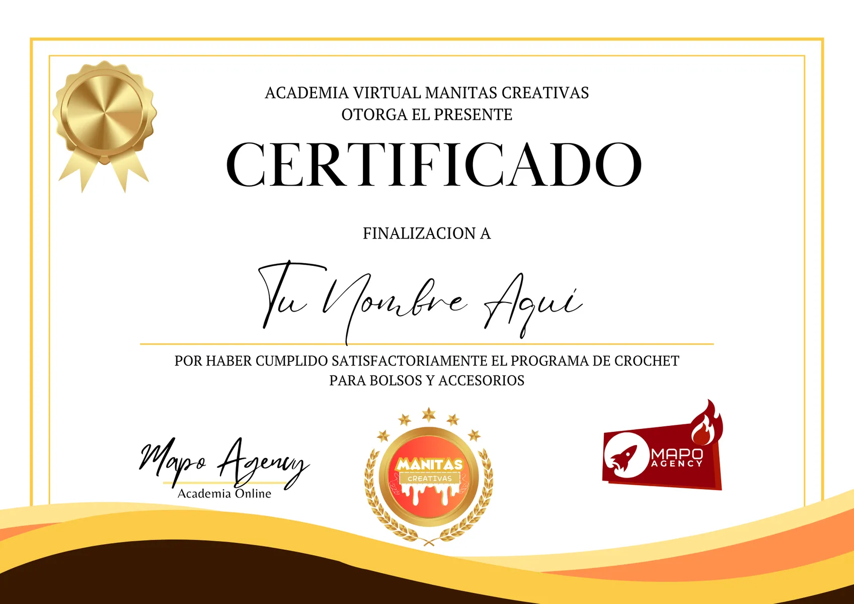 Certificado de finalización del programa de crochet
